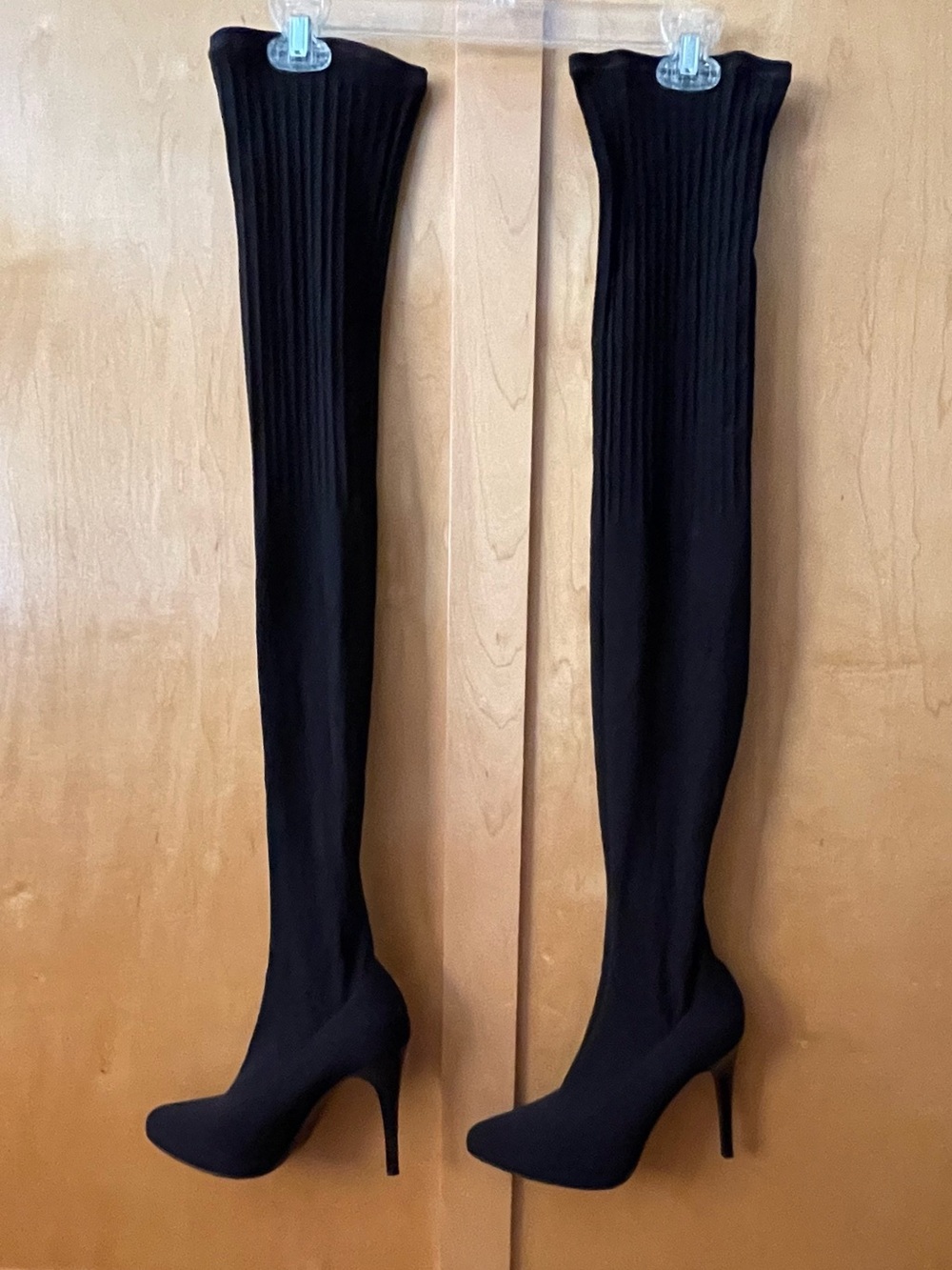 Donald J. Pliner Black Over-the-Knee Stretch Sock Boots